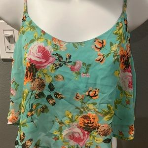 Floral crop top with under layer crop.  Like new size large